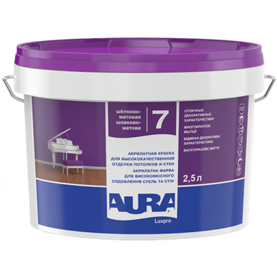 Акрилатна фарба водоемульсійна Aura Luxpro 7 шовковистий мат біла 2.5 л (37927) 37926 фото
