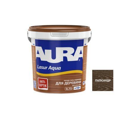Деревозахисний матеріал Aura Lasur Aqua шовковисто-матовий Палісандр, 0.75 л (39962) 39952 фото