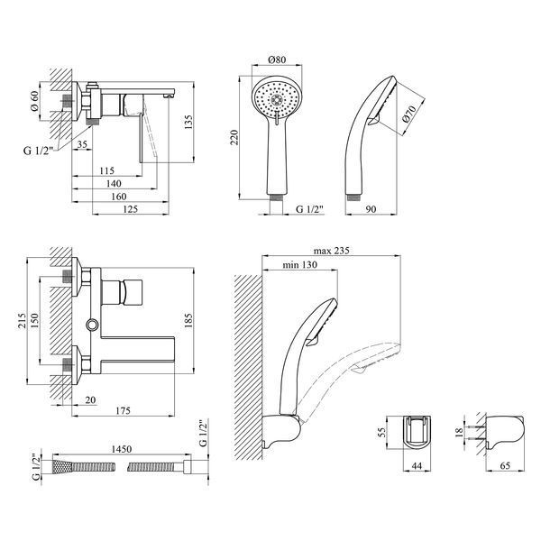 Смеситель для ванны Kroner KRP Basis - C060 CV024302 фото