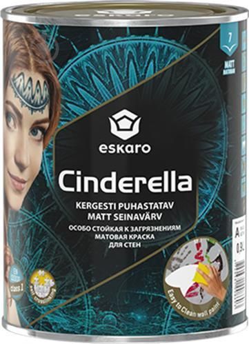 Краска акриловая Eskaro Cinderella шелковистый мат белый 9л (42046) 42046 фото