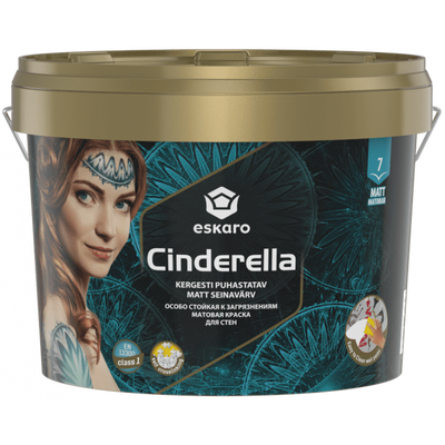 Фарба акрилова Eskaro Cinderella шовковистий мат білий 9 л (42046) 42046 фото
