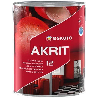 Акрилатна фарба водоемульсійна Eskaro Akrit 12 полумат білий 2.85 л (28577) 28577 фото