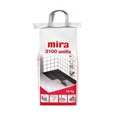 Высокоадгезивный серый клей для плитки Mira 3100 unifix, 25кг 1853725759 фото