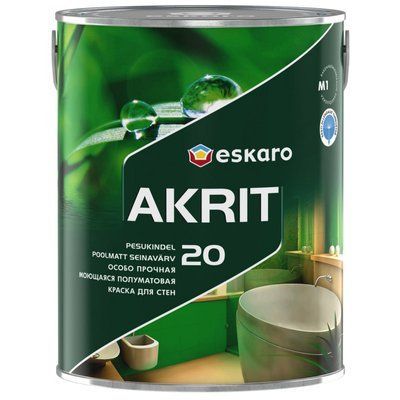 Акрилатна фарба водоемульсійна Eskaro Akrit 20 напівмат білий 2.85 л (28583) 28584 фото