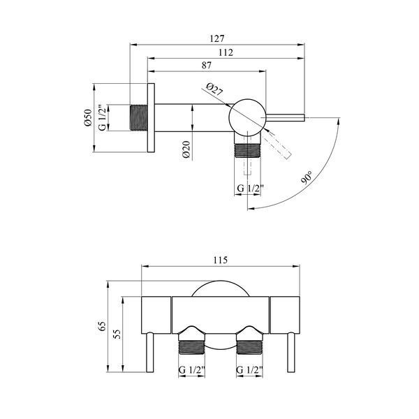 Кран приборный для подключения на 2 выхода Karro 1/2"x1/2"x1/2" KR-3155 CV020774 фото