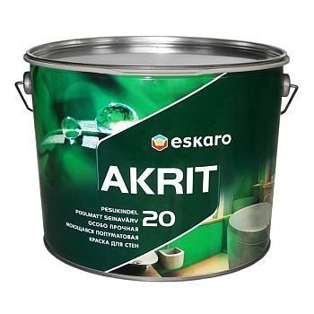 Акрилатна фарба водоемульсійна Eskaro Akrit 20 напівмат білий 9.5 л (28584) 28584 фото