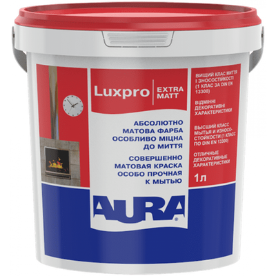 Фарба акрилова водоемульсійна Aura Luxpro ExtraMatt мат білий 1 л (40494) 40494 фото
