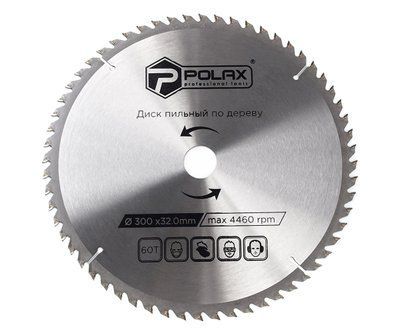 Диск пильний Polax по дереву з твердосплавними напайками 300x32.0/30.0, 60Т (54-151) 54-151 фото