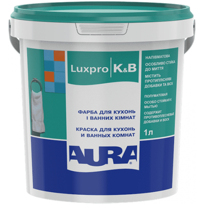 Фарба акрилатна водоемульсійна Aura Luxpro K&B напівмат білий 1 л (39145) 39148 фото