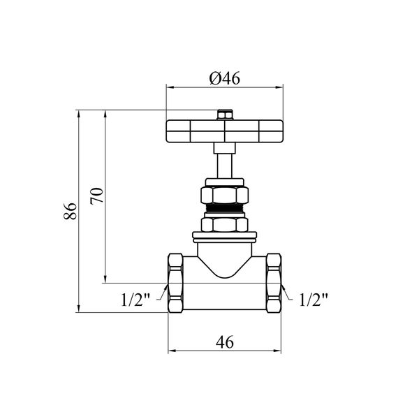 Клапан перекривний муфтовий з накидною гайкою LexLine 1/2" ВВ PN10 УК1111-ВГ латунний CV029154 фото