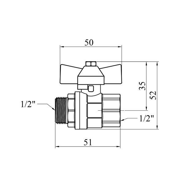 Кран шаровый Valves 1/2" ВЗ PN30 синий бабочка CV012810 фото