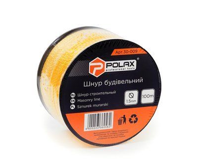 Шнур муляра Polax для будівельних робіт 1,5 мм х 100 м, жовтий (30-009) 30-009 фото