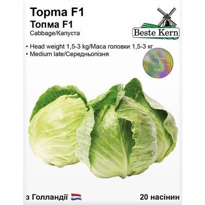 Насіння Капуста білокачанна Топма F1 Beste Kern 20шт (For Hobby2563) For Hobby2563 фото