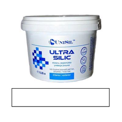 Эмаль акриловая Ultra Silic, ТМ "UNISIL", белая RAL 9005, 0.35 л (1759876215) 1759877334 фото