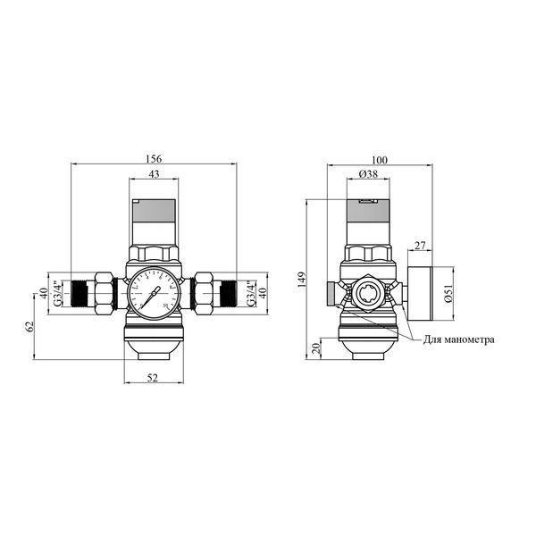 Фільтр грубої очистки з редуктором тиску Karro Mini 3/4" KR-8700 CV021911 фото