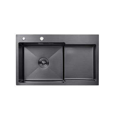 Кухонная мойка Kroner KRP Schwarze - 7848LHM PVD (3/1 мм) CV030023 фото