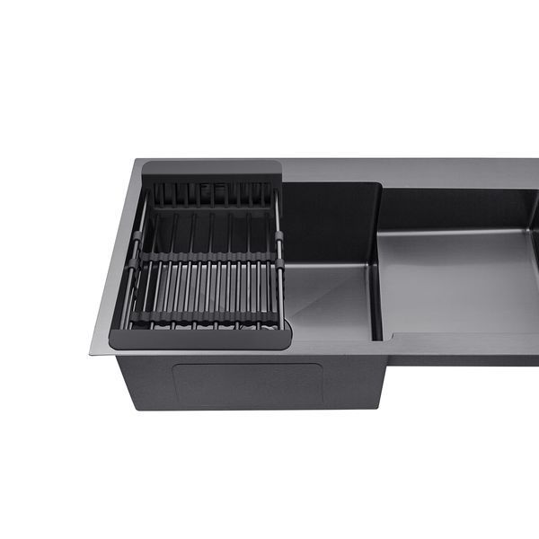 Кухонна мийка Kroner KRP Schwarze - 7848LHM PVD (3/1 мм) CV030023 фото