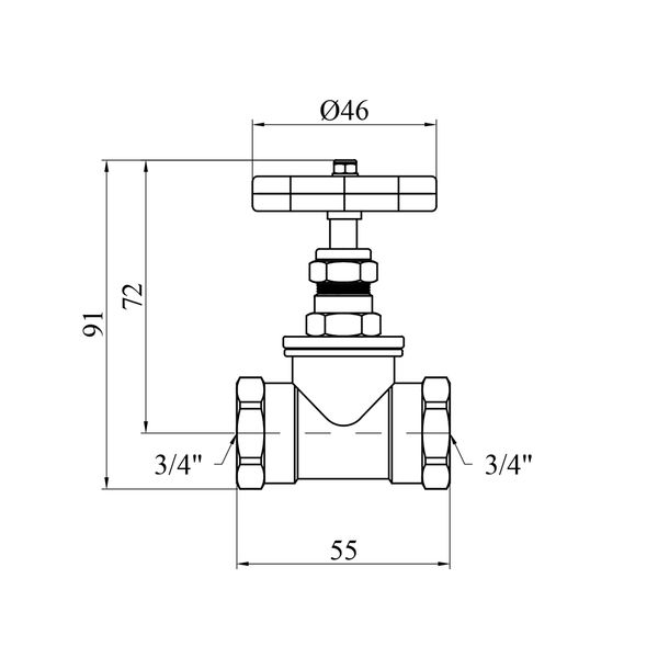 Клапан перекривний муфтовий з накидною гайкою LexLine 3/4" ВВ PN16 УК1112-ВГ латунний CV029155 фото