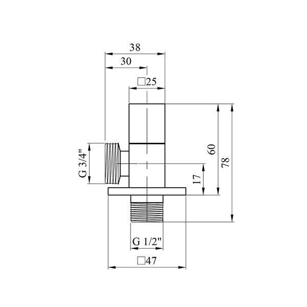 Кран приборный для подключения Karro 1/2"х3/4" KR-03122А CV020379 фото