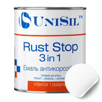 Эмаль Rust Stop 3в1 Unisil белая, 0,75л 50126532 фото