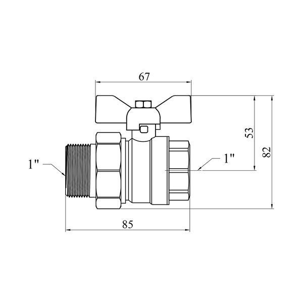Кран-американка кульовий прямий Valves 1" PN30 CV010168 фото