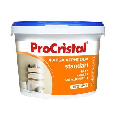 Фарба акрилова інтер'єрна ProCristal Standart IР-231, біла матова, 3 л 1738331548 фото