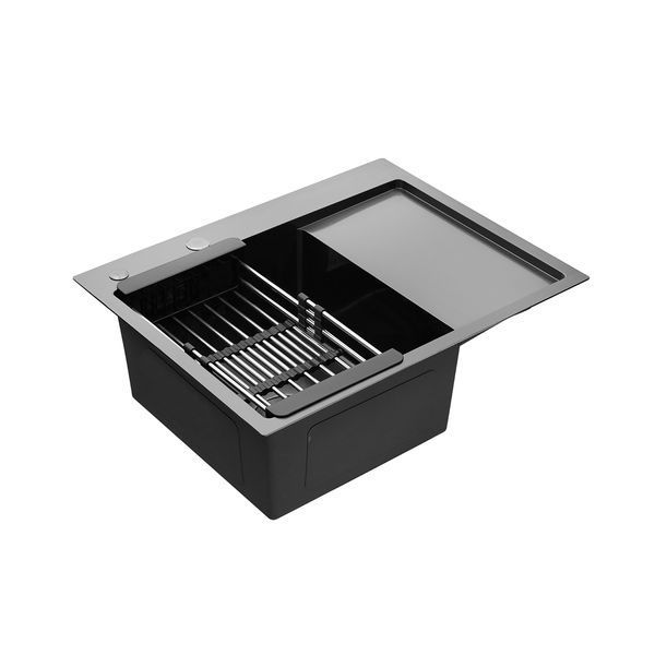 Кухонная мойка Kroner KRP Schwarze - 6350LHM PVD (3/1 мм) CV031322 фото