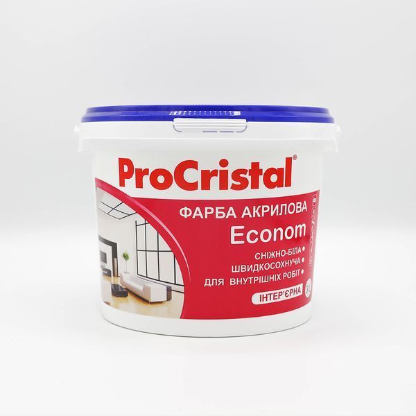 Фарба акрилова інтер'єрна ProCristal Econom IР-230, біла матова, 3 л 1738339972 фото