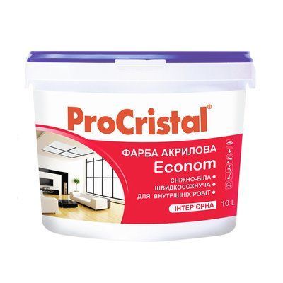 Фарба акрилова інтер'єрна ProCristal Econom IР-230, біла матова, 5 л 1738339972 фото
