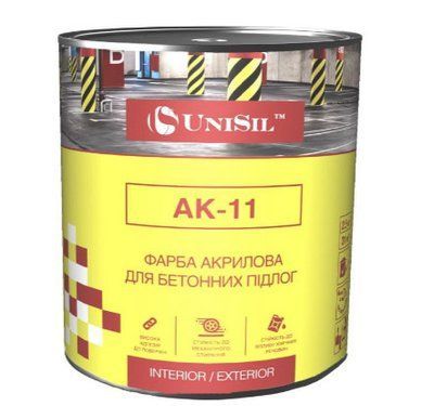 Краска акриловая АК-11 для бетонных полов, ТМ "Unisil", белая, 2,5л/3,5кг (1759408963) 1759408974 фото