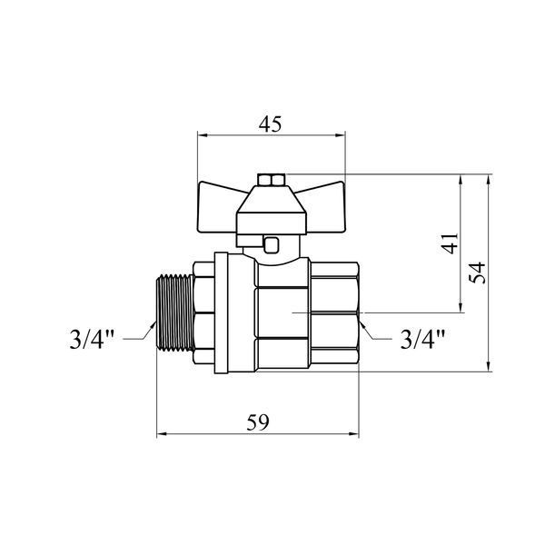 Кран кульовий Valves 3/4" ВЗ PN30 синій метелик CV017812 фото