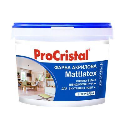 Фарба латексна ProCristal Mattlatex IР-232, біла, матова, 3 л 1739701603 фото