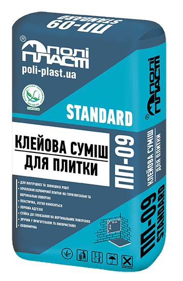 Клеевая смесь для плитки ПП-09 STANDARD, ТМ Полипласт, 25кг (1885054391) 1885054391 фото