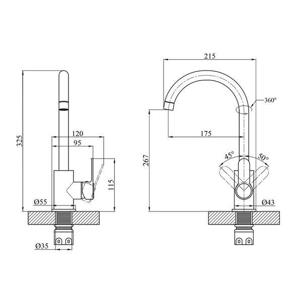 Змішувач для кухні Agua Acero - INOX035CR CV023290 фото